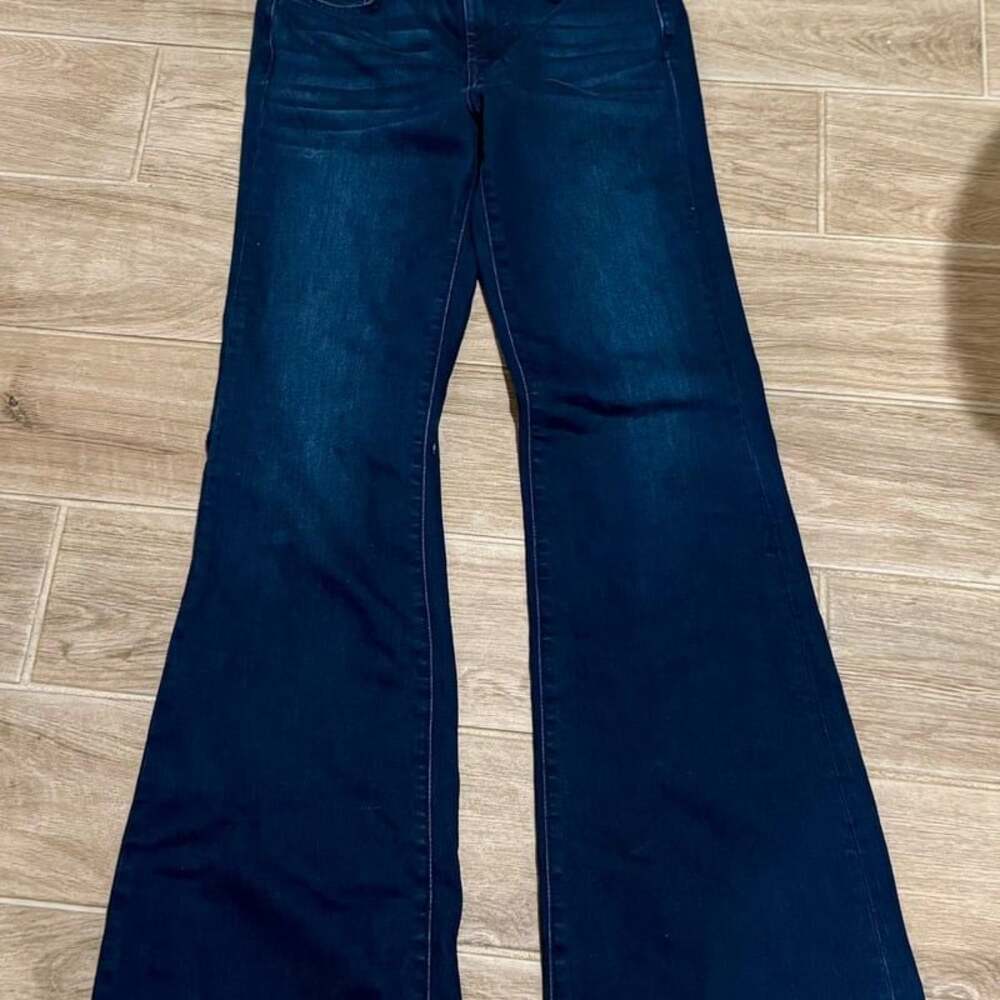 7 For All Mankind Dojo Dark Wash Tailorless Flare Jeans